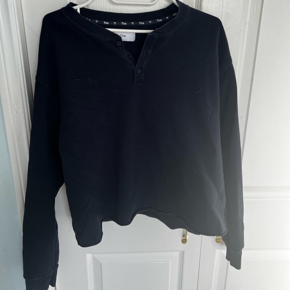 TNA, navy, Henley sweater - Picture 1 of 2